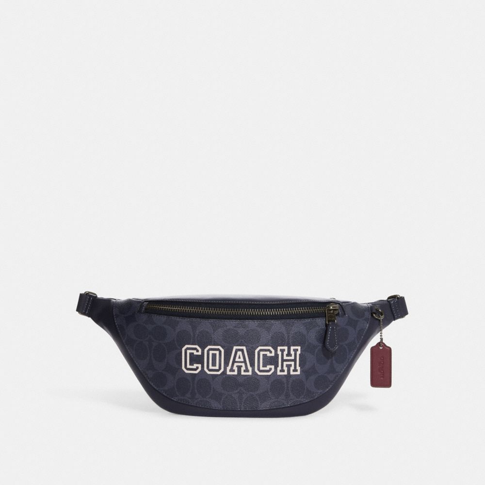 Coach Warren Belt Bag In Blocked Signature Canvas With Varsity