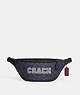 COACH®,WARREN BELT BAG IN SIGNATURE CANVAS WITH VARSITY MOTIF,Large,Black Antique Nickel/Denim/Chalk,Front View