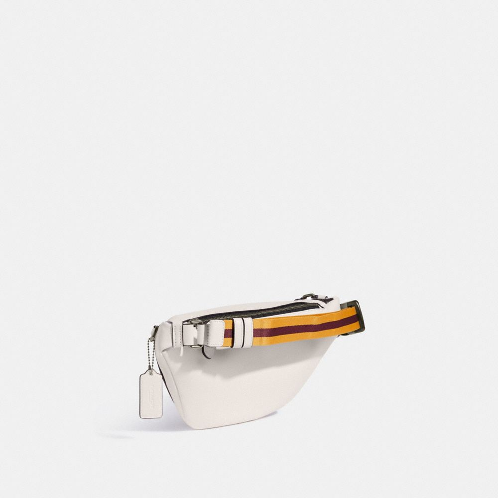 COACH®,Warren Belt Bag In Signature Canvas With Varsity Motif,,Angle View