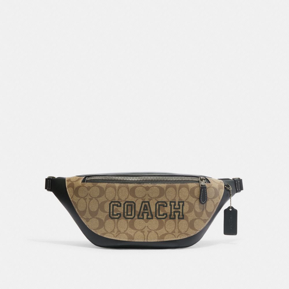 COACH Warren Belt Bag In Signature Canvas With Varsity Motif