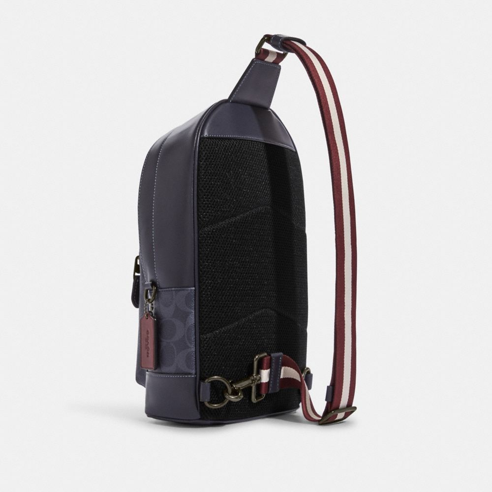 COACH®,West Pack In Signature Canvas With Varsity Motif,,Angle View