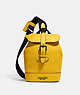 COACH®,HUDSON SMALL PACK,Natural Pebble Leather,Medium,Gunmetal/Canary,Front View