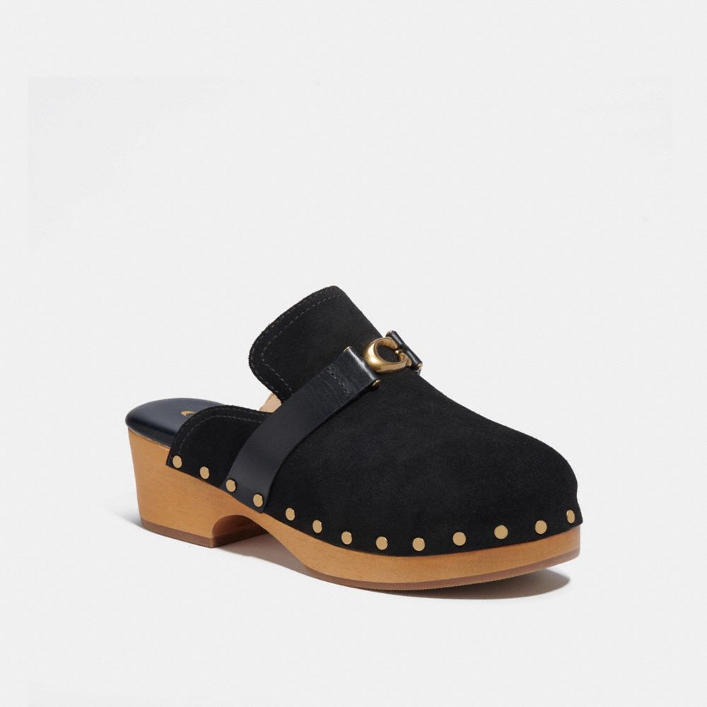 COACH®,FINLAY CLOG,Black,Front View
