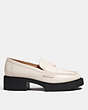 COACH®,LEAH LOAFER,Leather,Chalk,Angle View