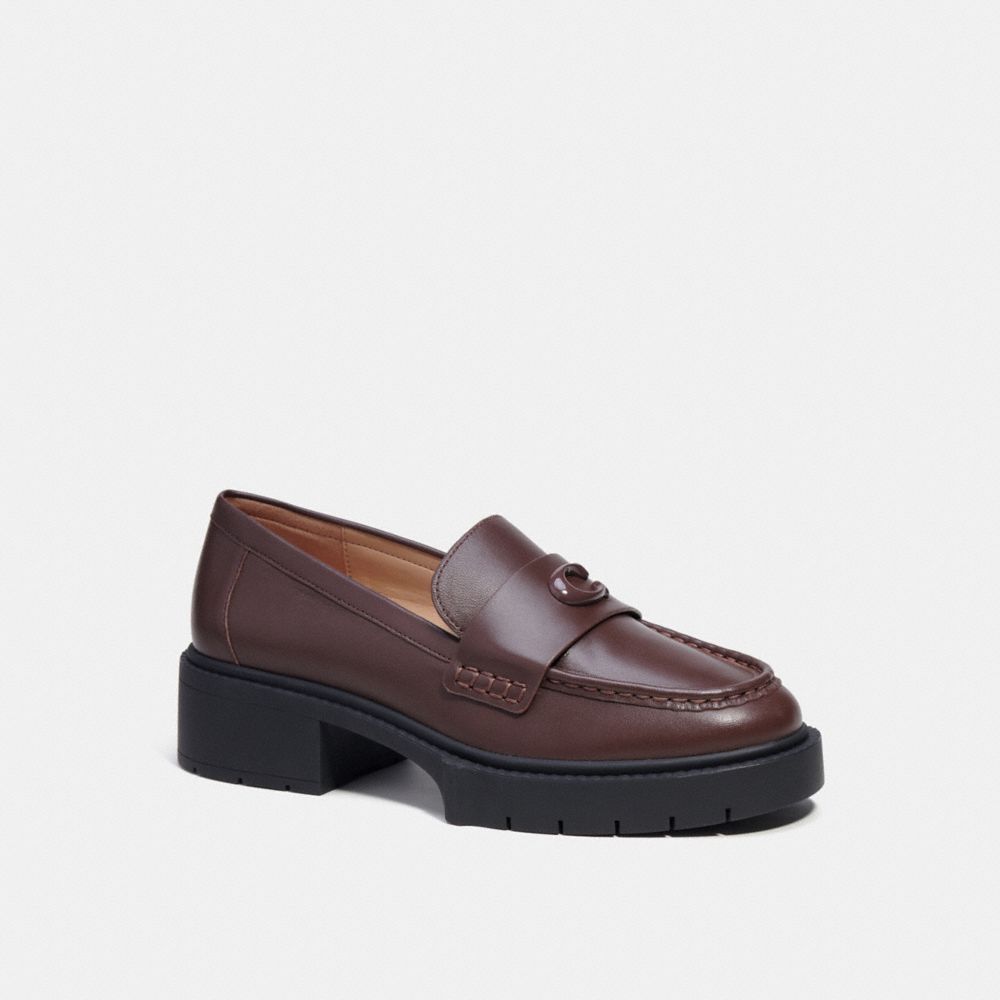 COACH®,LEAH LOAFER,Leather,Maple,Front View image number 0