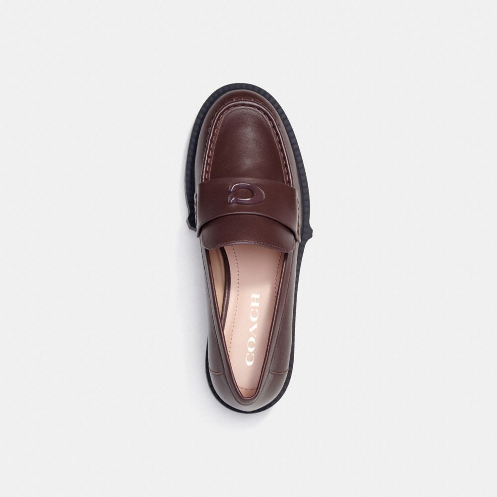 COACH®,Leah Loafer,Leather,Rubber,Loafer,Pumps,Penny Loafer,Logo,Cushioned,Work,,Inside View,Top View