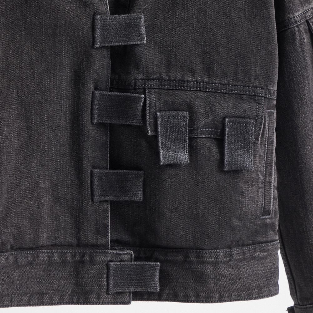 Shop Coach Restored Multi Tab Denim Jacket In Black
