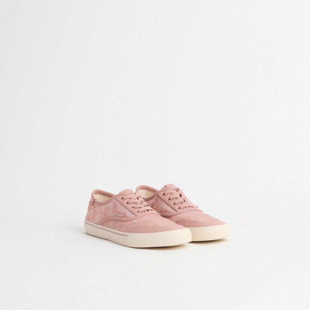 COACH®,Restored Citysole Skate Sneaker,Rubber,Mesh,Leather,Casual,Logo,Cushioned,Cushion Toe,Breathable,Casual,Pink,Angle View