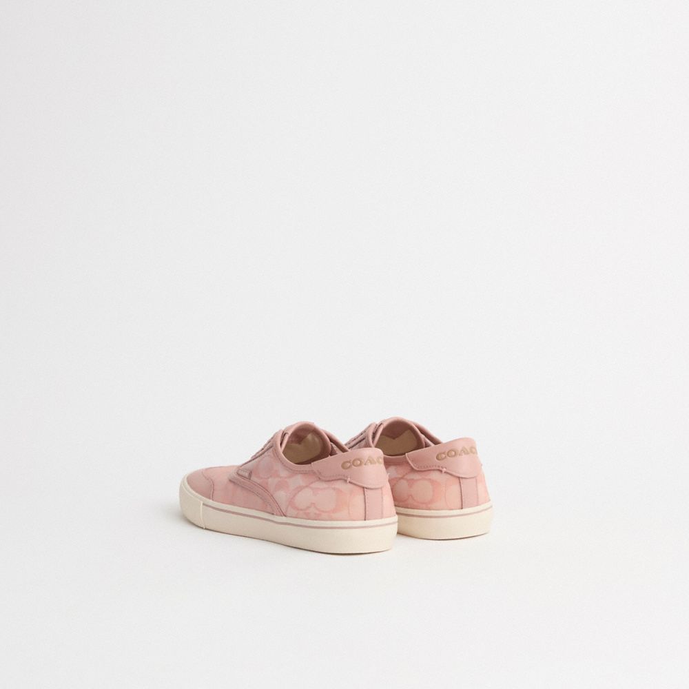 COACH®,Restored Citysole Skate Sneaker,Rubber,Mesh,Leather,Casual,Logo,Cushioned,Cushion Toe,Breathable,Casual,Pink,Back View