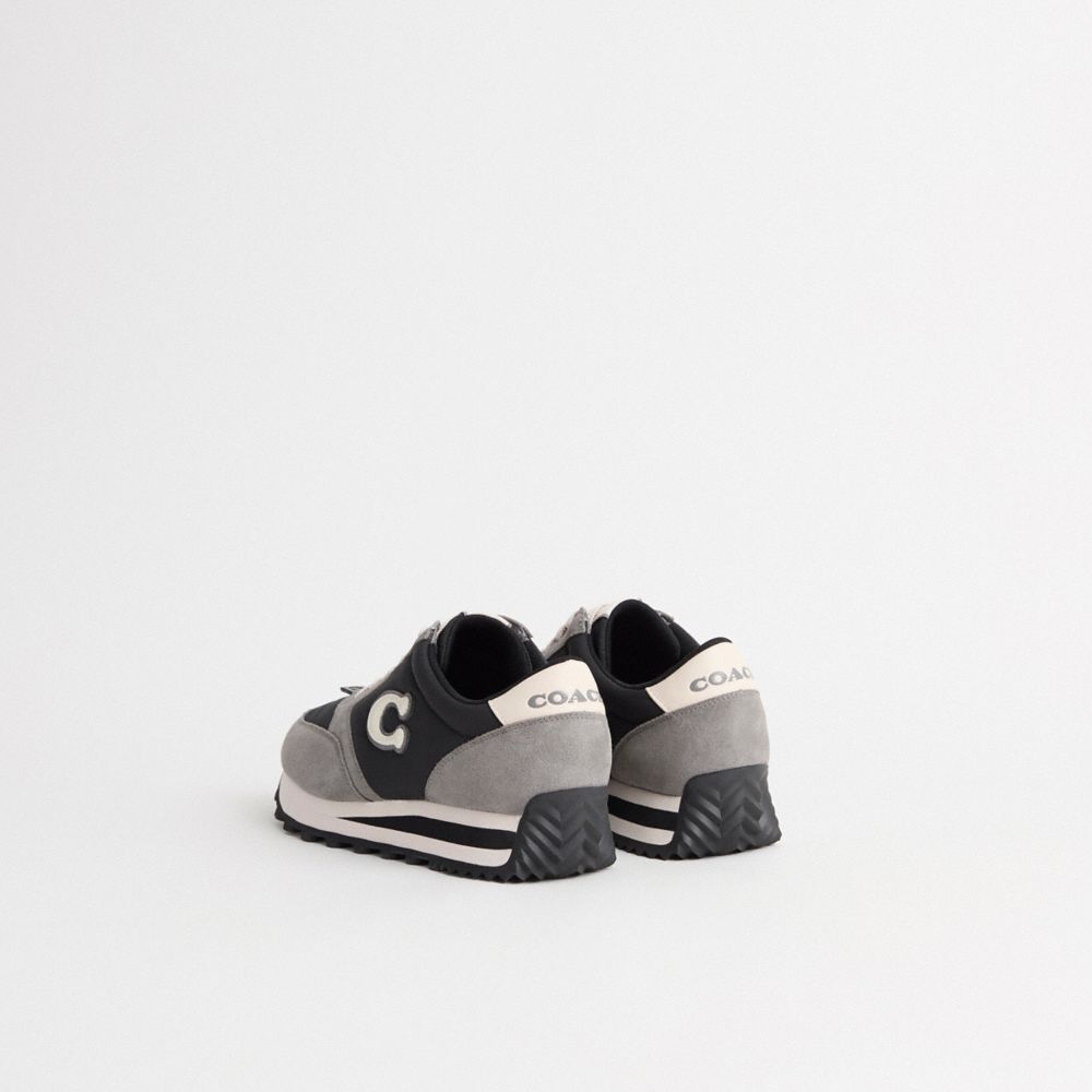COACH®,Restored Runner Sneaker,Suede,Casual,Fabric,Mixed Media,Color Block,Logo,Pull Tab,Sustainable,Casual,Multi Color,Back View