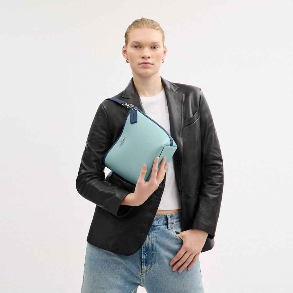 COACH®,City Bucket Bag In Colorblock,Blue,Detail View