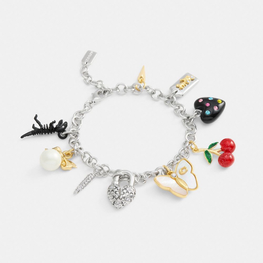 COACH®,Cherry And Butterfly Statement Charm Bracelet,Multi Color,Front View image number 0