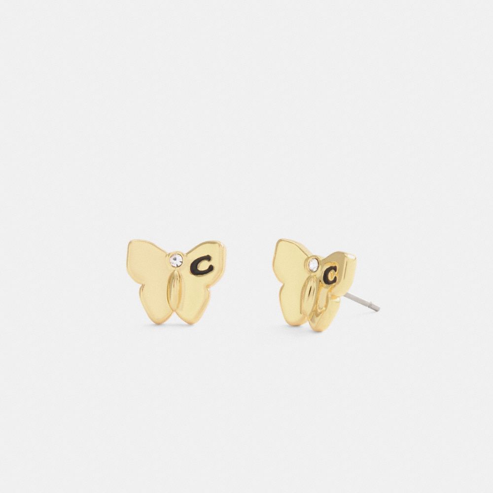 COACH®,Butterfly Stud Earrings,,Front View image number 0