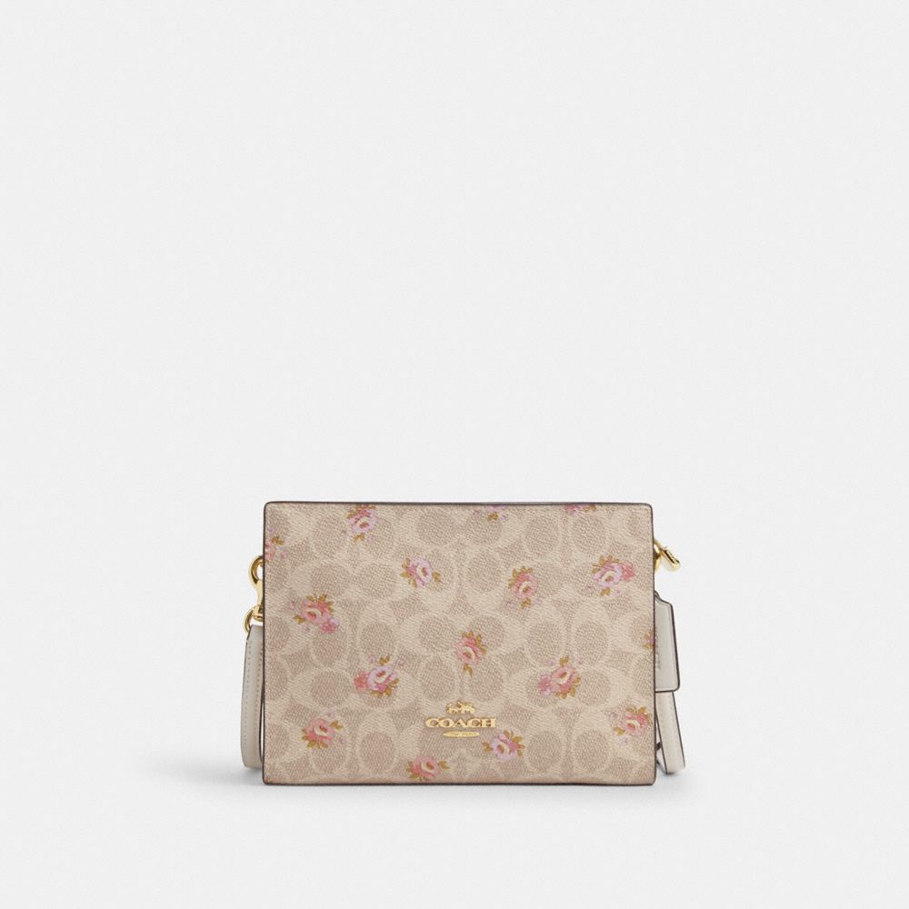 COACH®,Slim Crossbody Bag In Signature Canvas With Floral Print,,Front View