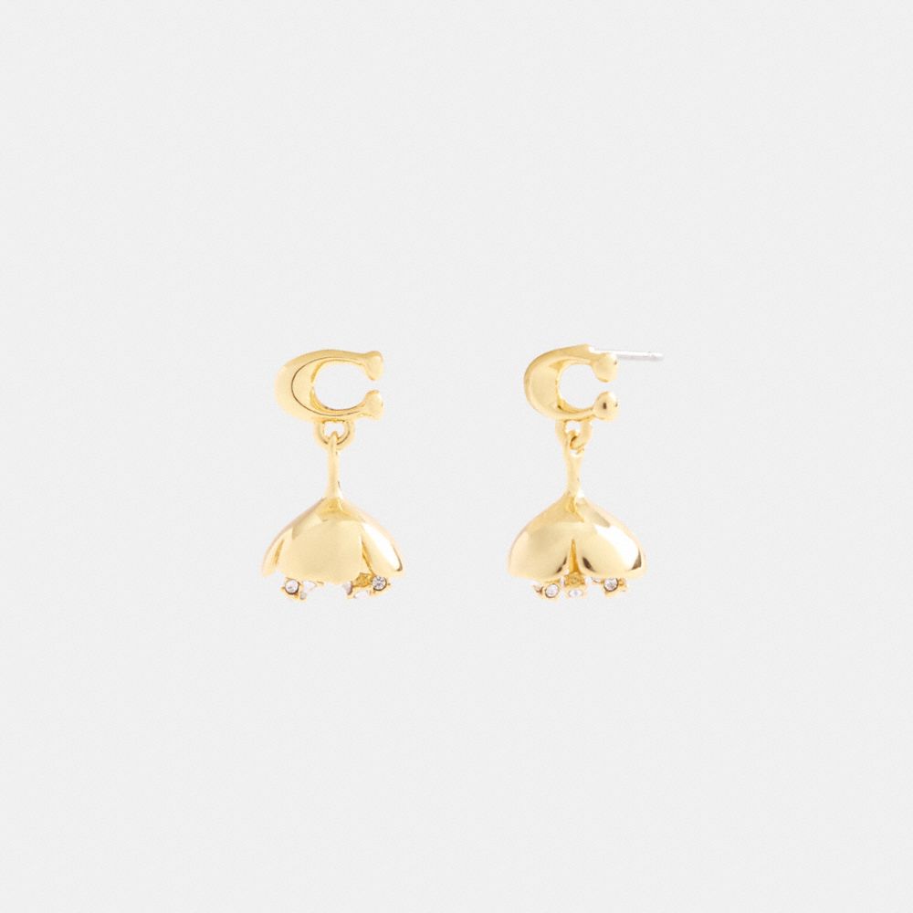 COACH®,Signature Flower Drop Earrings,,Front View