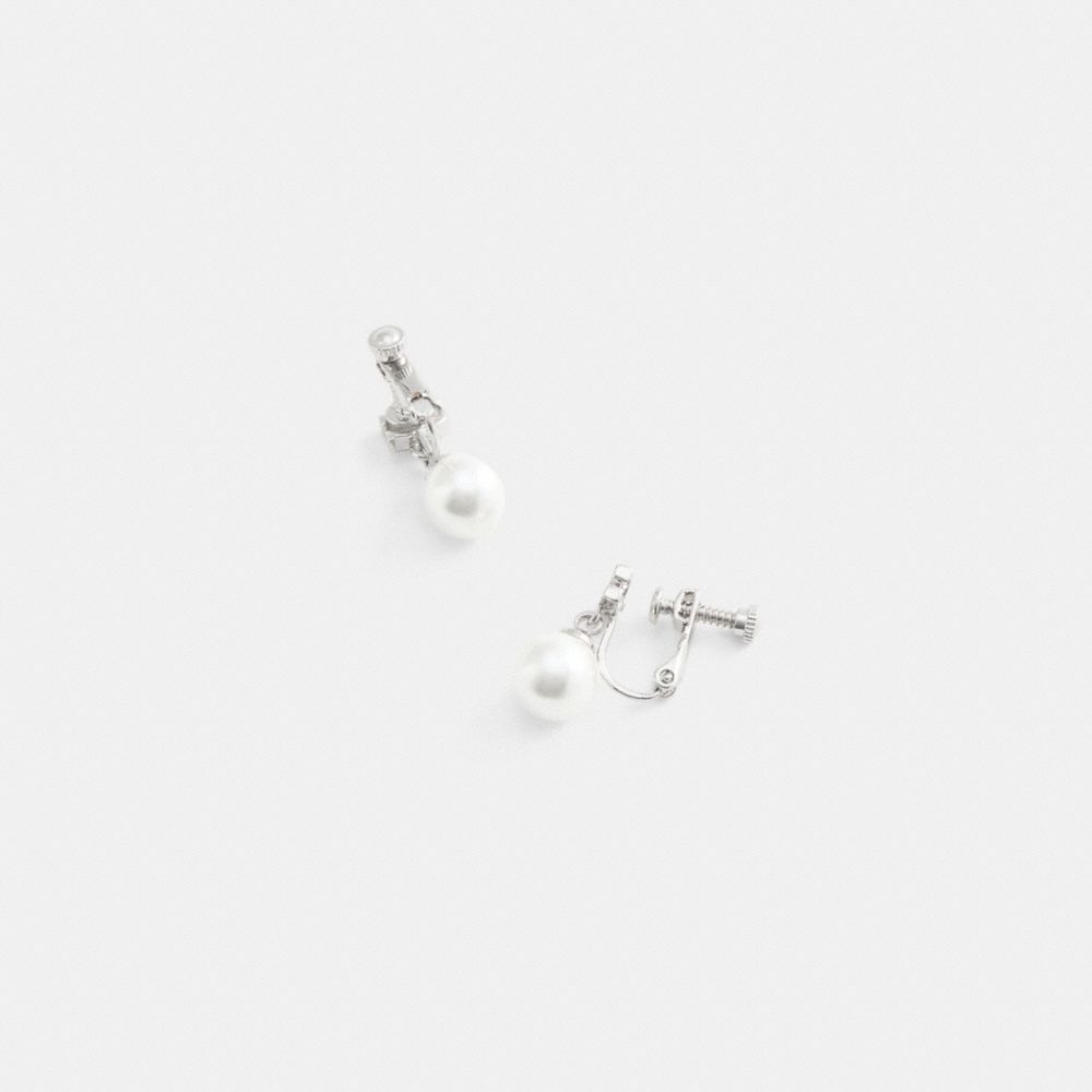 COACH®,Signature Pearl Drop Clip On Earrings,,Inside View,Top View