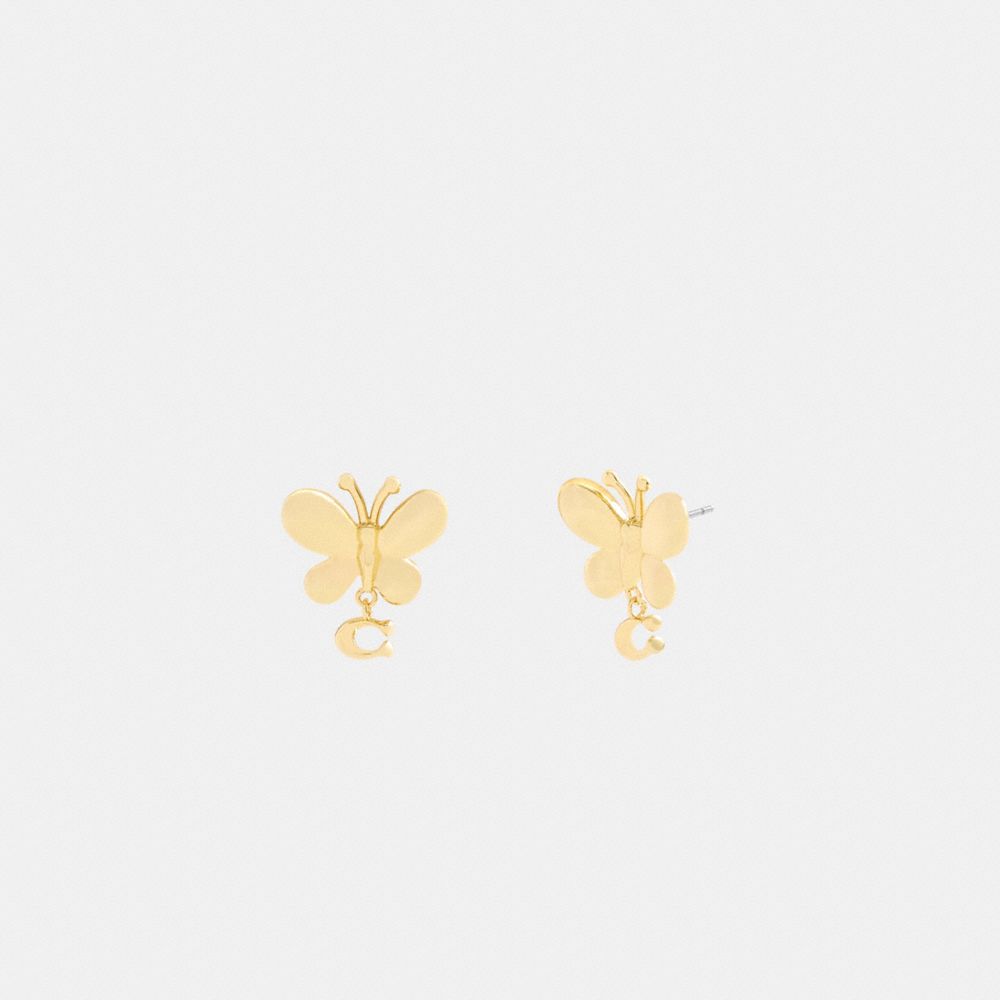 COACH®,Butterfly Signature Stud Earrings,,Front View