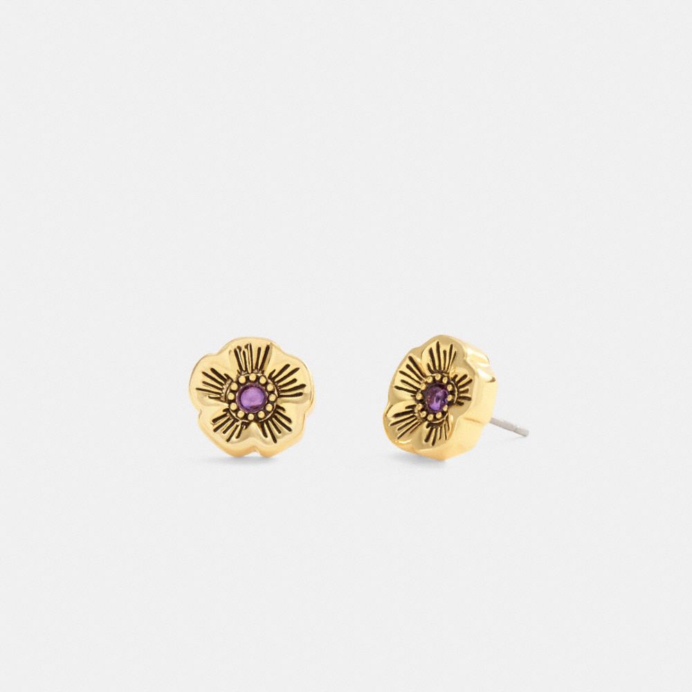 COACH®,Tea Rose Pendant Necklace And Earrings Gift Set,Purple,Outsole View