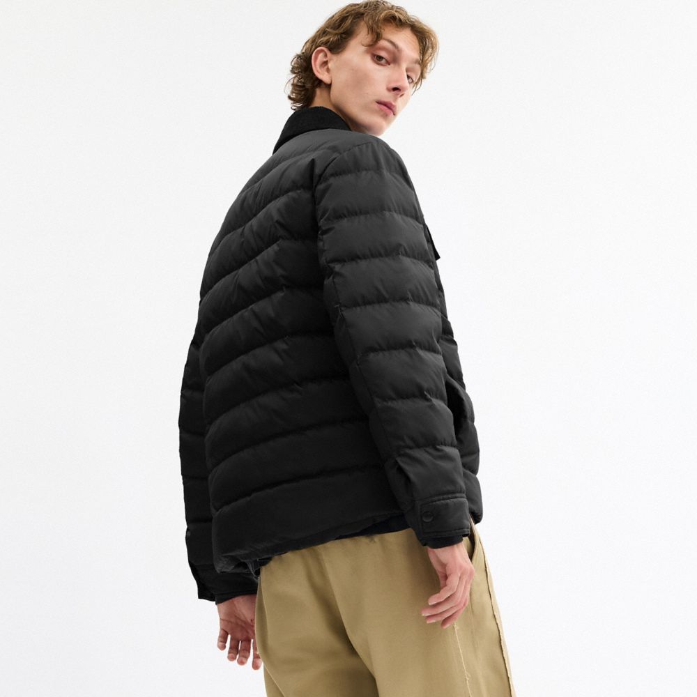 COACH®,Lightweight Shirt Down Jacket In Recycled Polyester,Black,Scale View