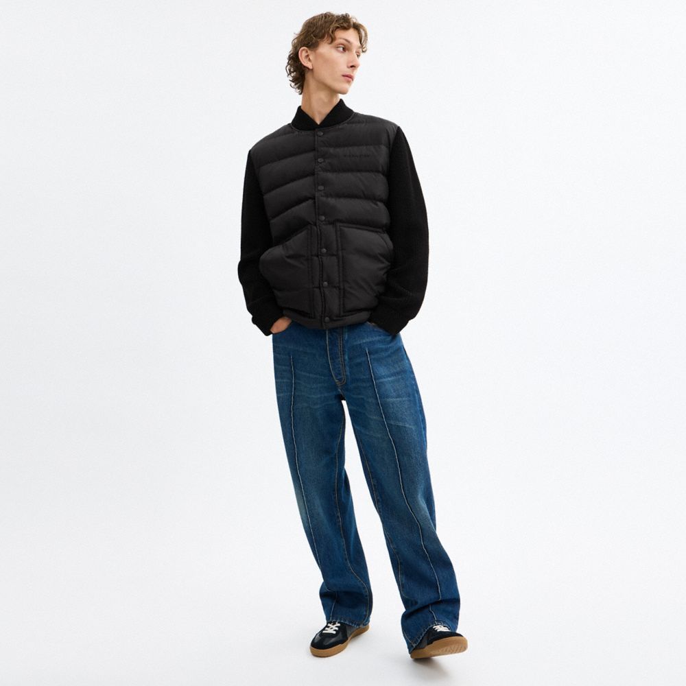 COACH®,Padded Cardigan Jacket In Recycled Polyester,Cardigan,Casual,Black,Scale View