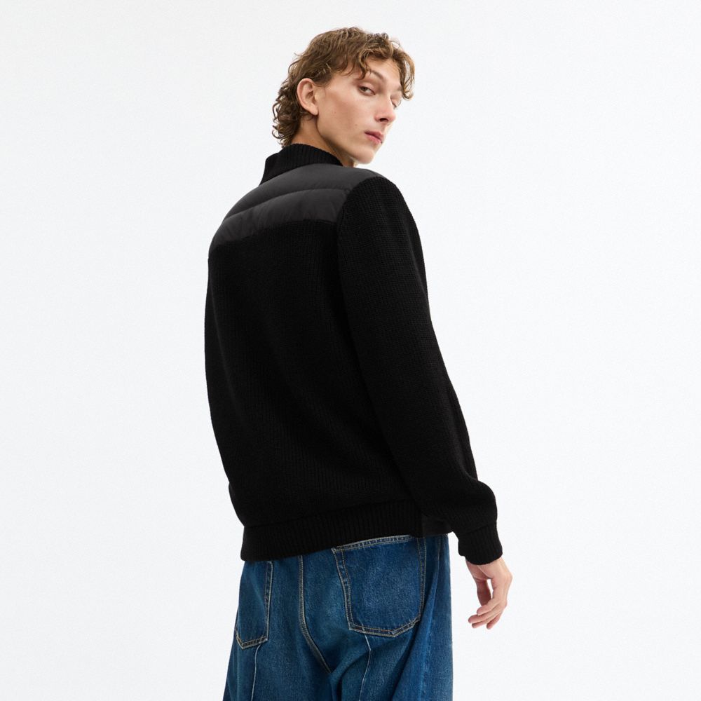 COACH®,Padded Cardigan Jacket In Recycled Polyester,Cardigan,Casual,Black,Scale View