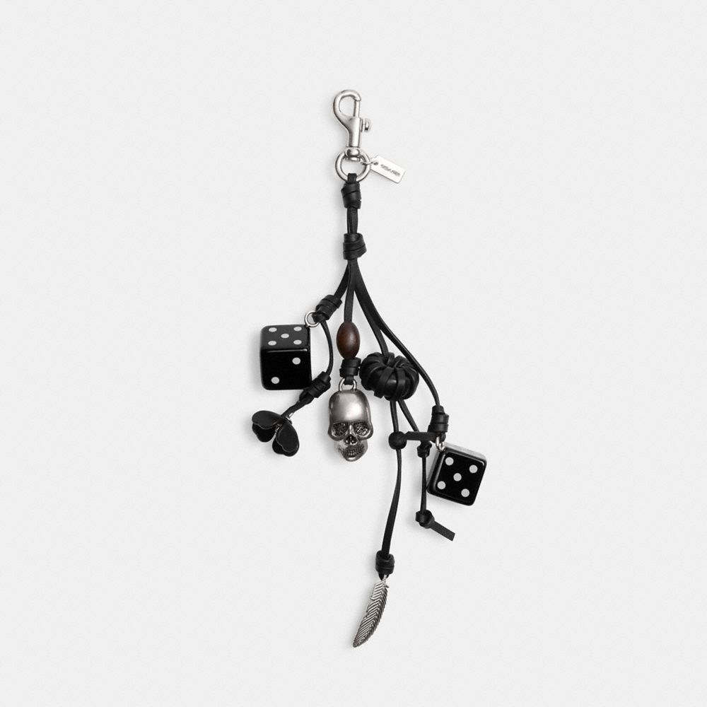 Coach Cluster Dice Bag Charm In Silver/black