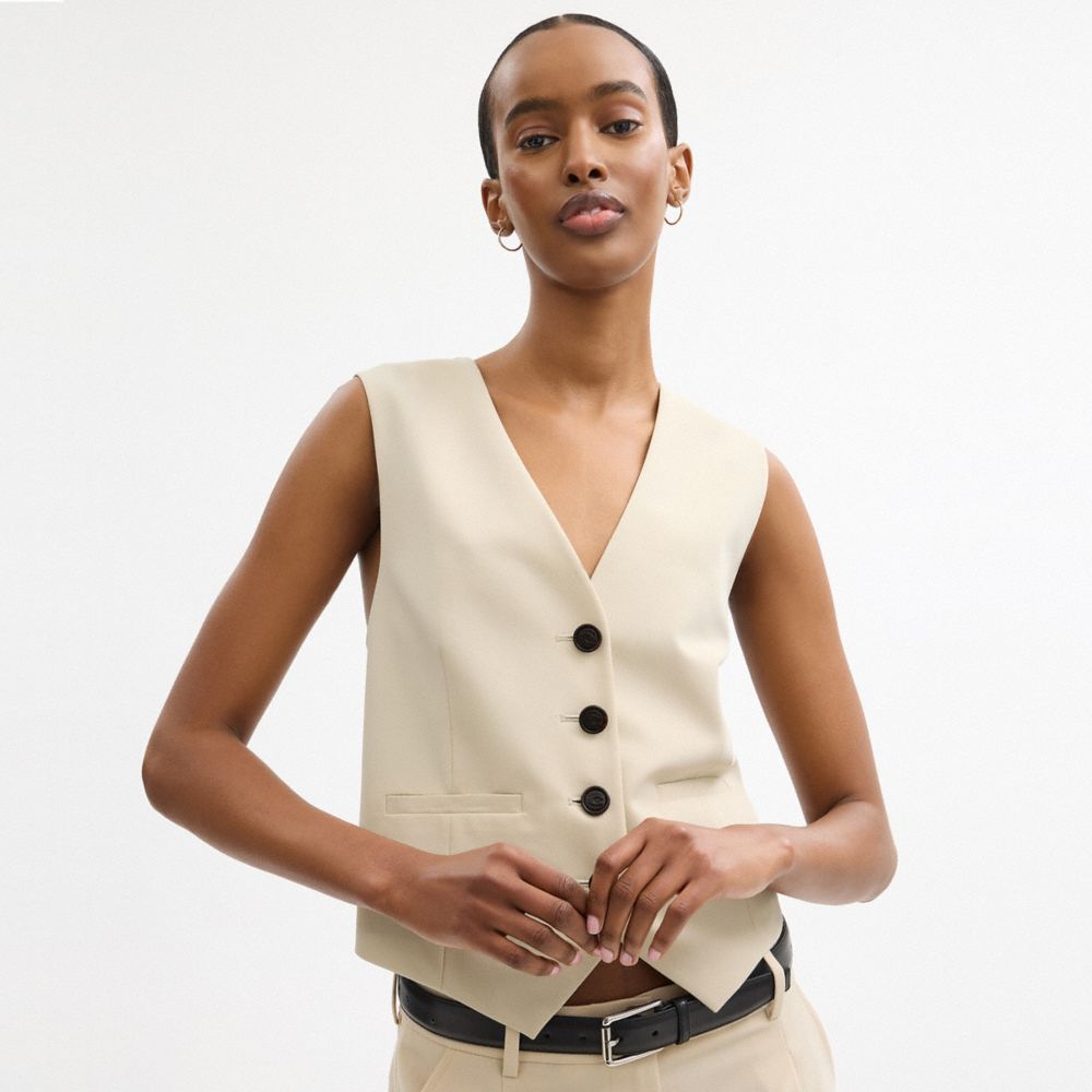 COACH®,Tailored Vest In Recycled Polyester,,Detail View