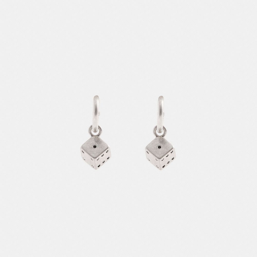 COACH®,Dice Huggie Earrings,Black,Inside View,Top View