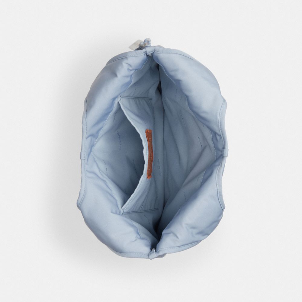 COACH®,Coachtopia Loop Flat Tote In Recycled Polyester With Cloud Quilting,Blue,Inside View,Top View
