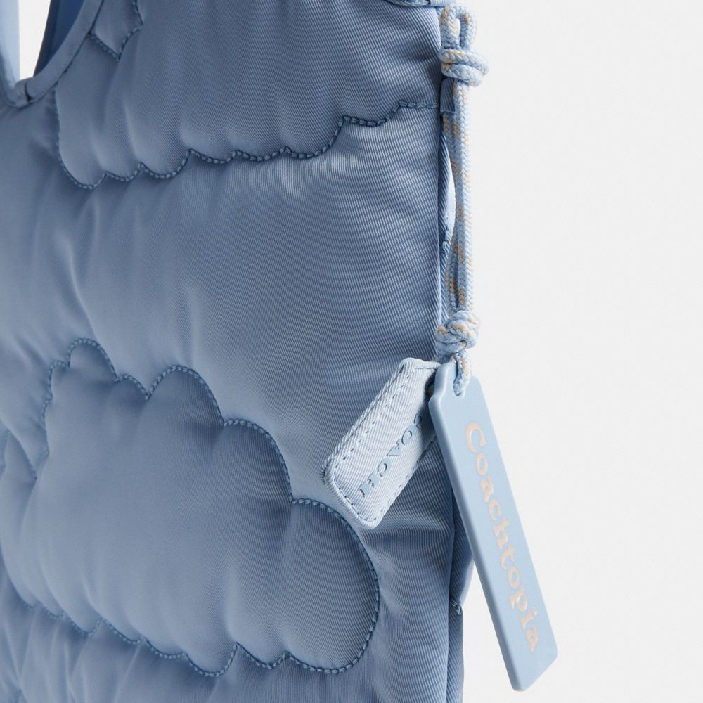 COACH®,Coachtopia Loop Flat Tote In Recycled Polyester With Cloud Quilting,Blue,Group View