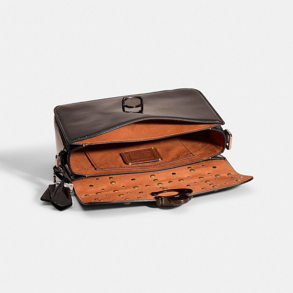 COACH®,Upcrafted Studio Shoulder Bag,Shoulder Bag,Logo,Studded,Set,Pen Holder,Mixed Metal,Silver Metal,Casual,Day Party,Black,Inside View,Top View