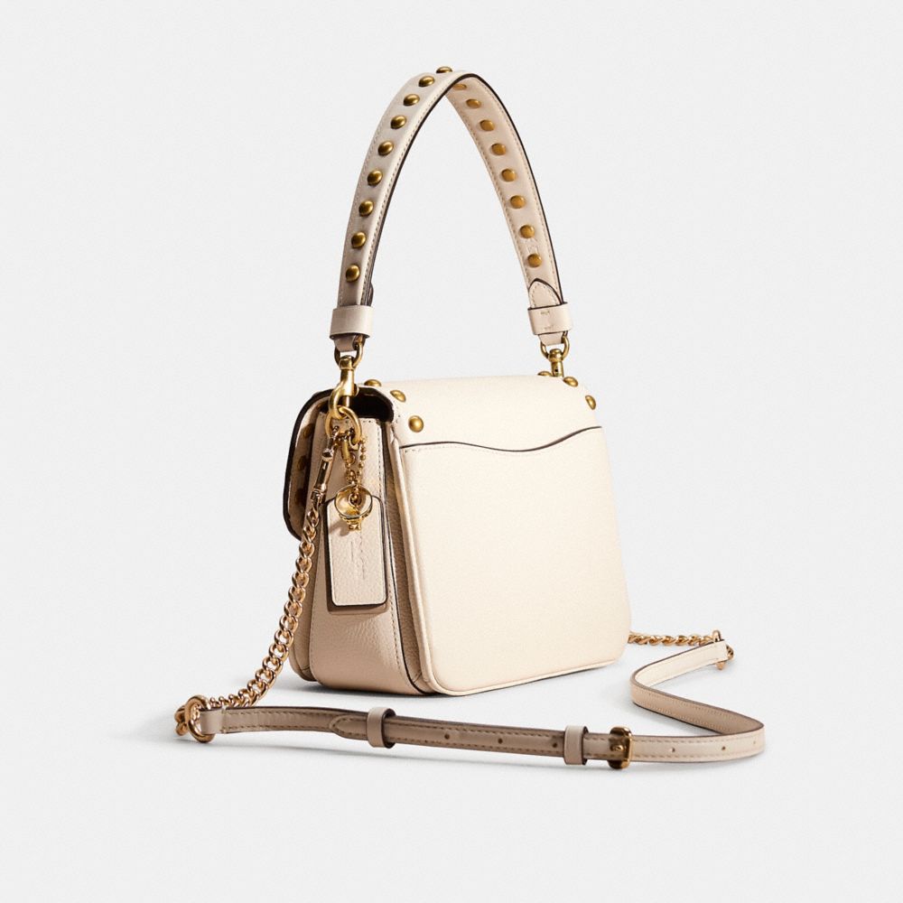 COACH®,Upcrafted Cassie Crossbody Bag 19,Leather,Shoulder Bag,Logo,Studded,Sustainable,Compact,Set,Gold Metal,Casual,Day P...,Cream,Angle View