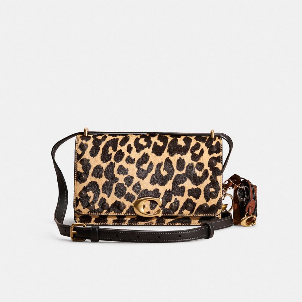 Coach top Leopard Haircalf Aubergine Crossbody Bag