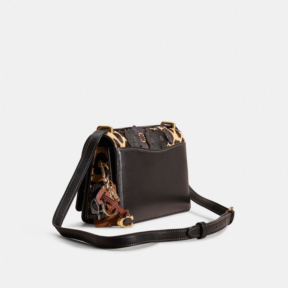 COACH®,Upcrafted Bandit Shoulder Bag In Haircalf With Leopard Print,Leather,Crossbody,Logo,Studded,Set,Pen Holder,Brass,Gu...,Multi Color,Angle View