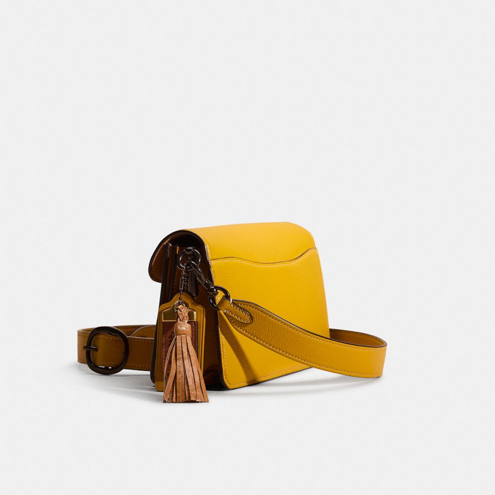 COACH®,Upcrafted Tabby Shoulder Bag 26,Leather,Shoulder Bag,Metal Material,Color Block,Animal Skin Embossing,Logo,Tassel,S...,Mustard,Angle View