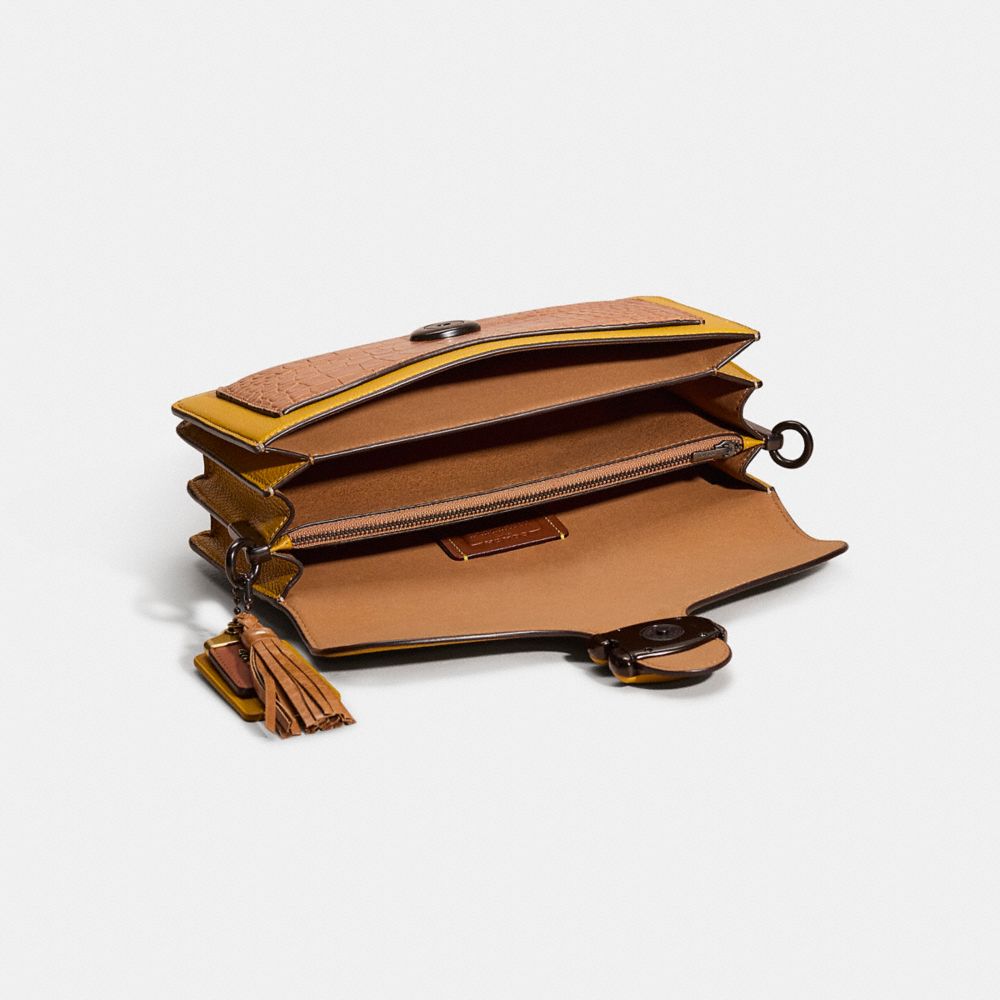 COACH®,Upcrafted Tabby Shoulder Bag 26,Leather,Shoulder Bag,Metal Material,Color Block,Animal Skin Embossing,Logo,Tassel,S...,Mustard,Inside View,Top View