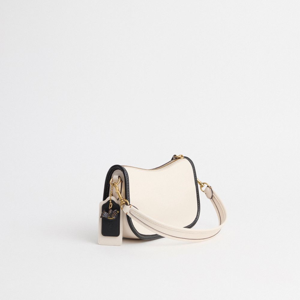 COACH®,Upcrafted Swinger Bag,Leather,Shoulder Bag,Animal Skin Embossing,Chain Detail,Piping,Patchwork,Set,Brass,Casual,Multi Color,Angle View