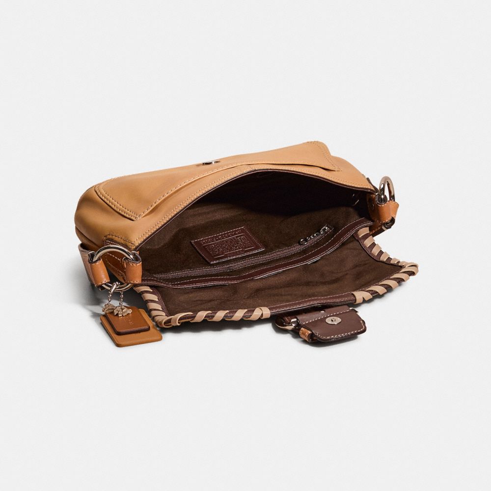 COACH®,Upcrafted Soho Pocket Flap Bag,Leather,Shoulder Bag,Whipstitch,Sustainable,Set,Vegan,Silver Metal,Casual,Brown,Inside View,Top View