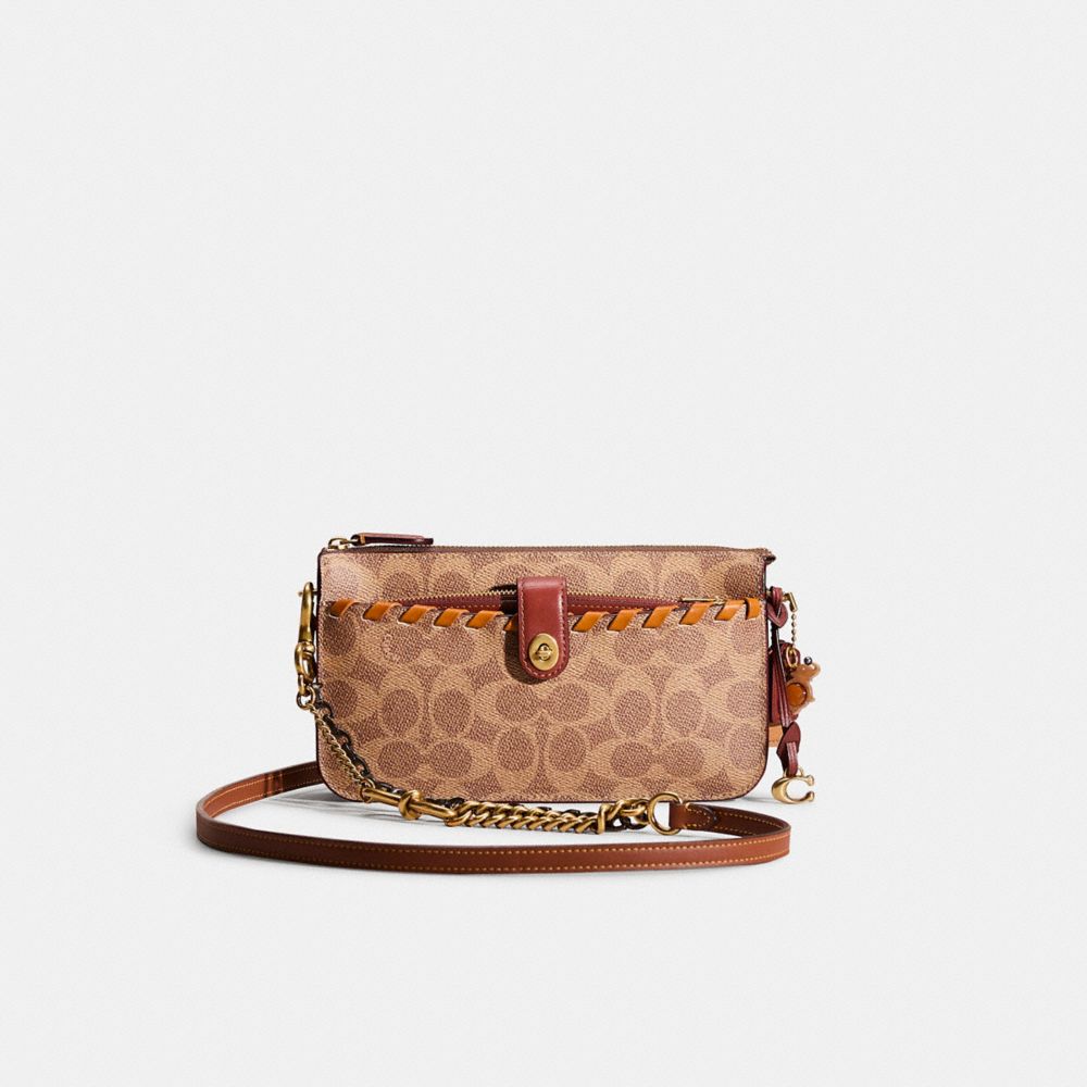 COACH®,Upcrafted Noa Pop Up Messenger In Signature Canvas,Calfskin Leather,Crossbody,Card Case,Chain Detail,Color Block,Wh...,Multi Color,Front View