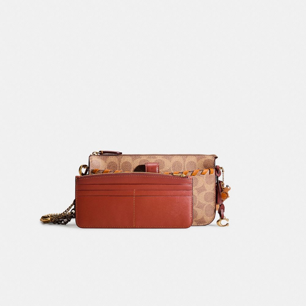 COACH®,Upcrafted Noa Pop Up Messenger In Signature Canvas,Calfskin Leather,Crossbody,Card Case,Chain Detail,Color Block,Wh...,Multi Color,Angle View