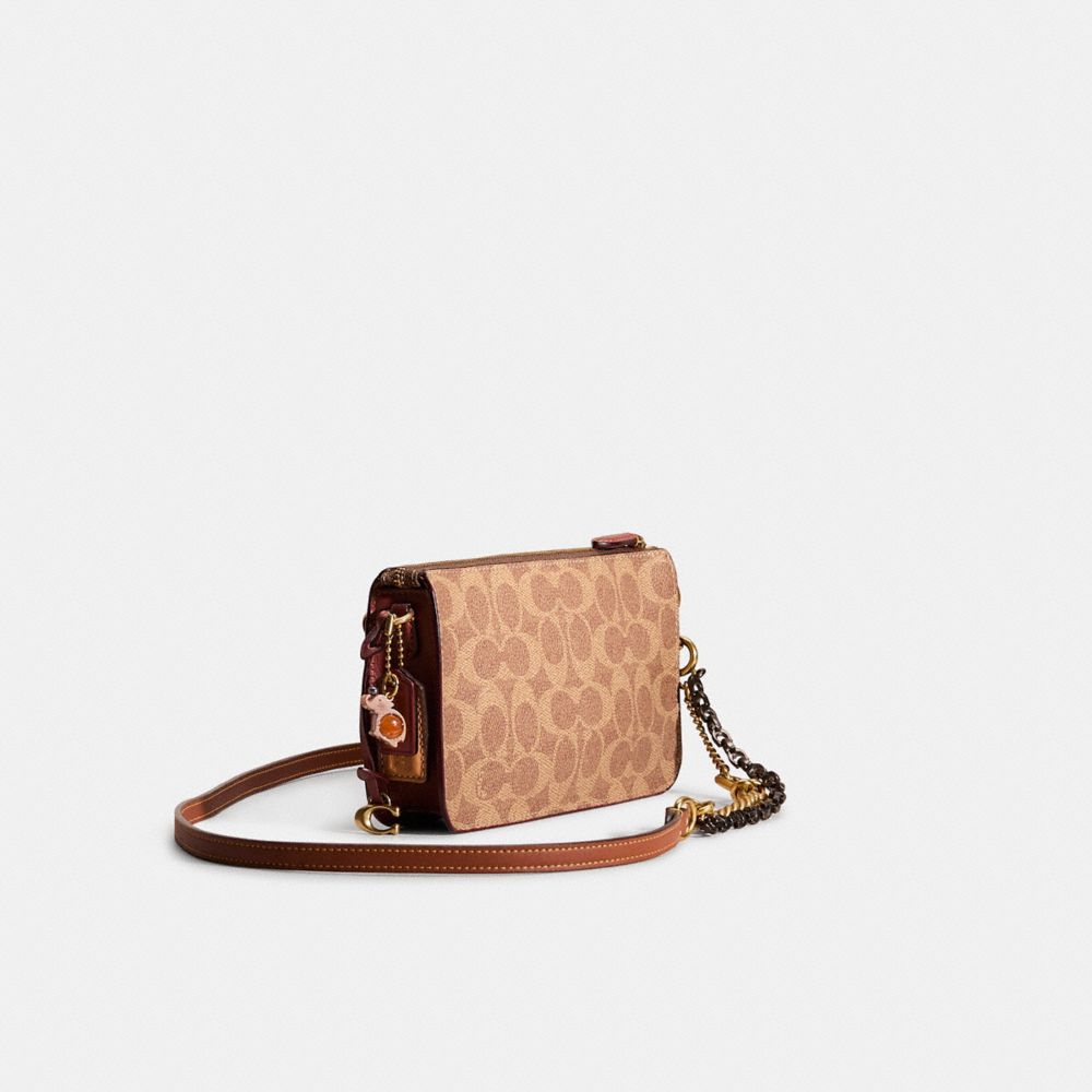 COACH®,Upcrafted Noa Pop Up Messenger In Signature Canvas,Calfskin Leather,Crossbody,Card Case,Chain Detail,Color Block,Wh...,Multi Color,Angle View