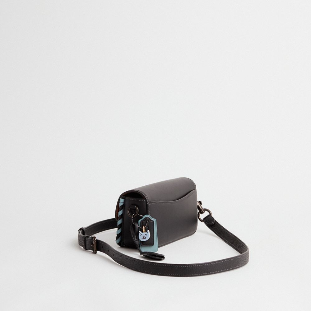 COACH®,Upcrafted Studio Bag 20,Leather,Shoulder Bag,Logo,Whipstitch,Color Block,Pen Holder,Set,Silver Metal,Casual,Blue,Angle View