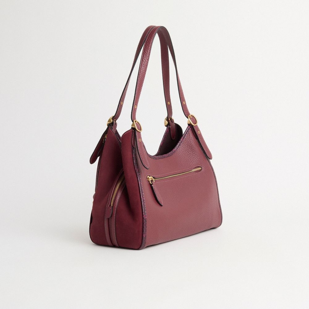 COACH®,Upcrafted Lori Shoulder Bag With Snakeskin Detail,,Angle View