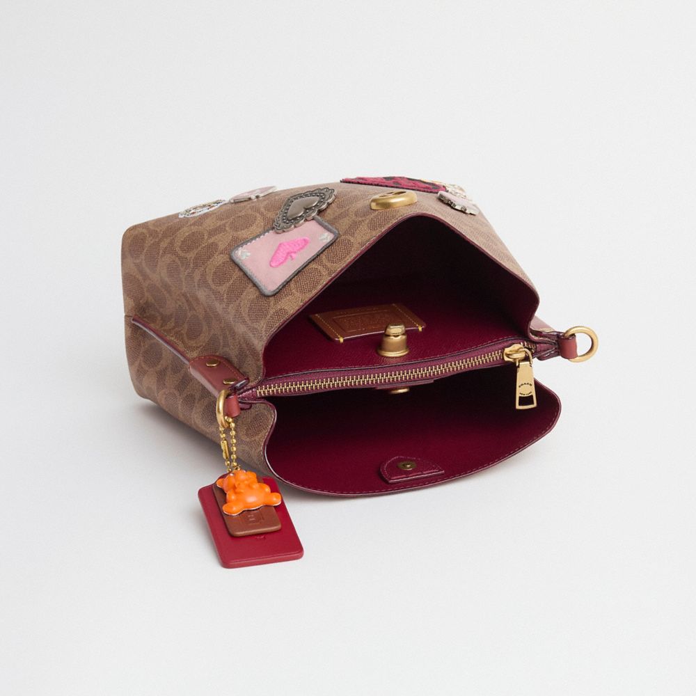 COACH®,Upcrafted Willow Bucket Bag In Signature Canvas,,Inside View,Top View