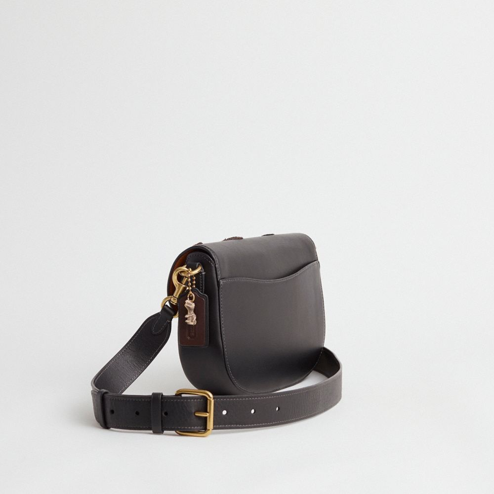 COACH®,Upcrafted Harley Crossbody Bag,Lining Cotton,Cotton,Leather,Saddle Bag,Applique,Metal,Logo,Sequin,Studded,Set,Pen H...,Black,Angle View