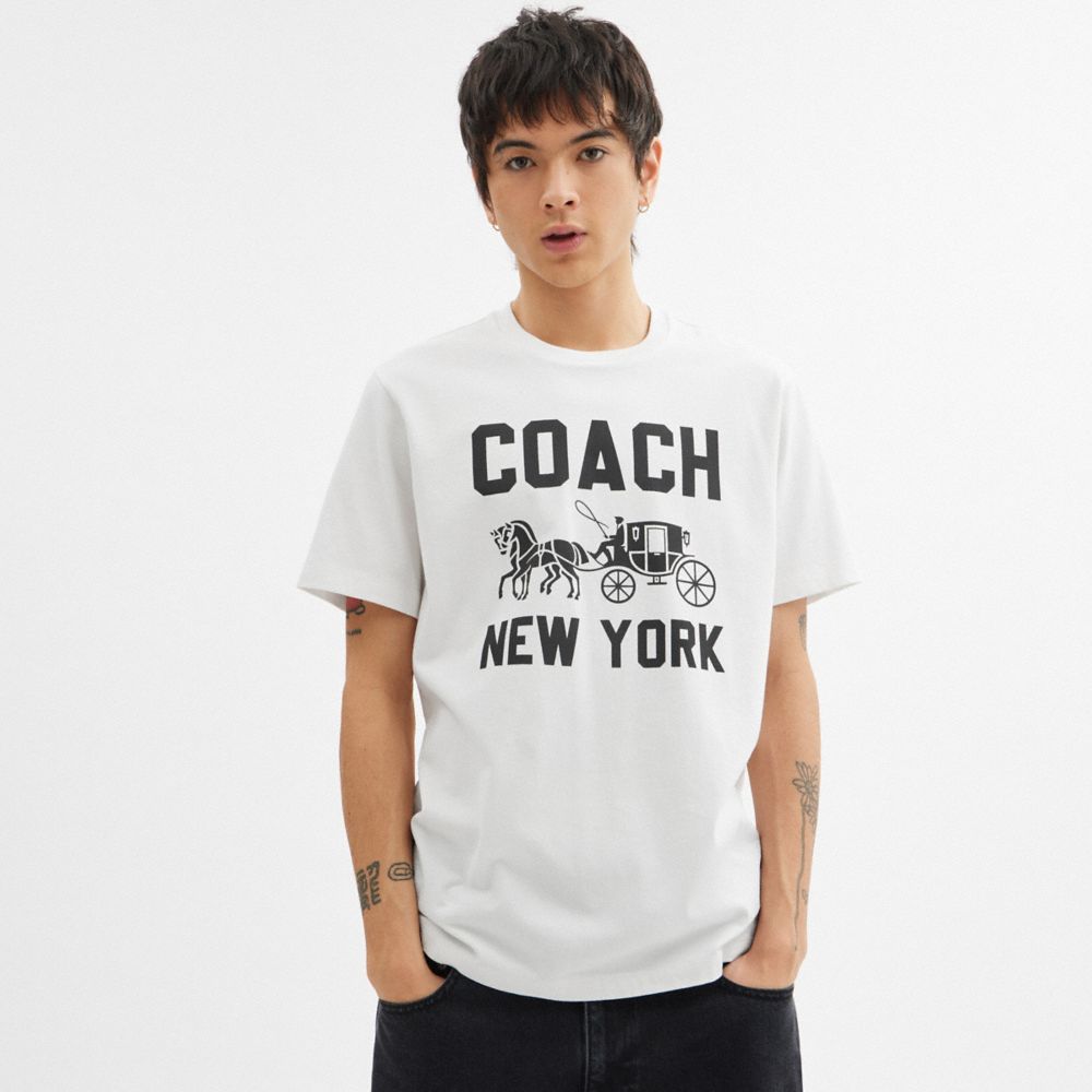 COACH®,Horse And Carriage T Shirt,White,Detail View
