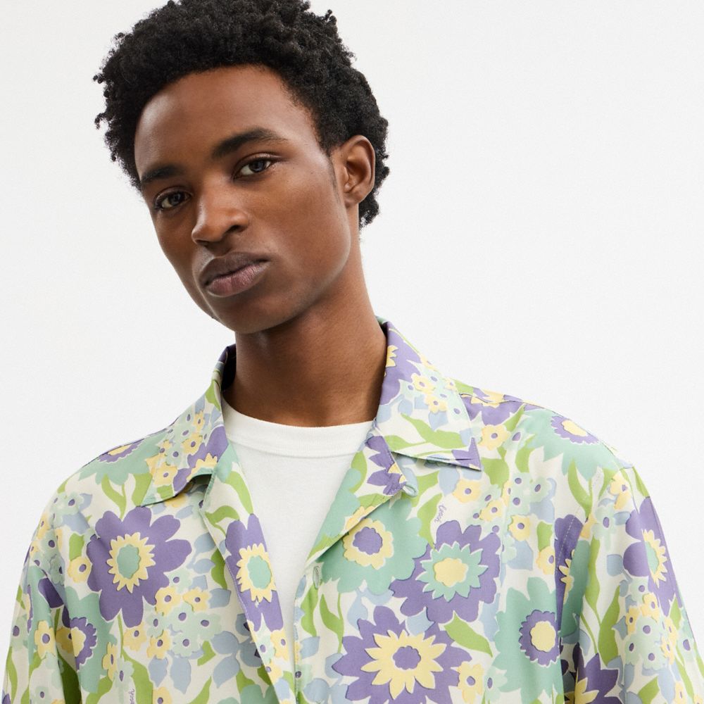 COACH®,Floral Camp Shirt,,Detail View