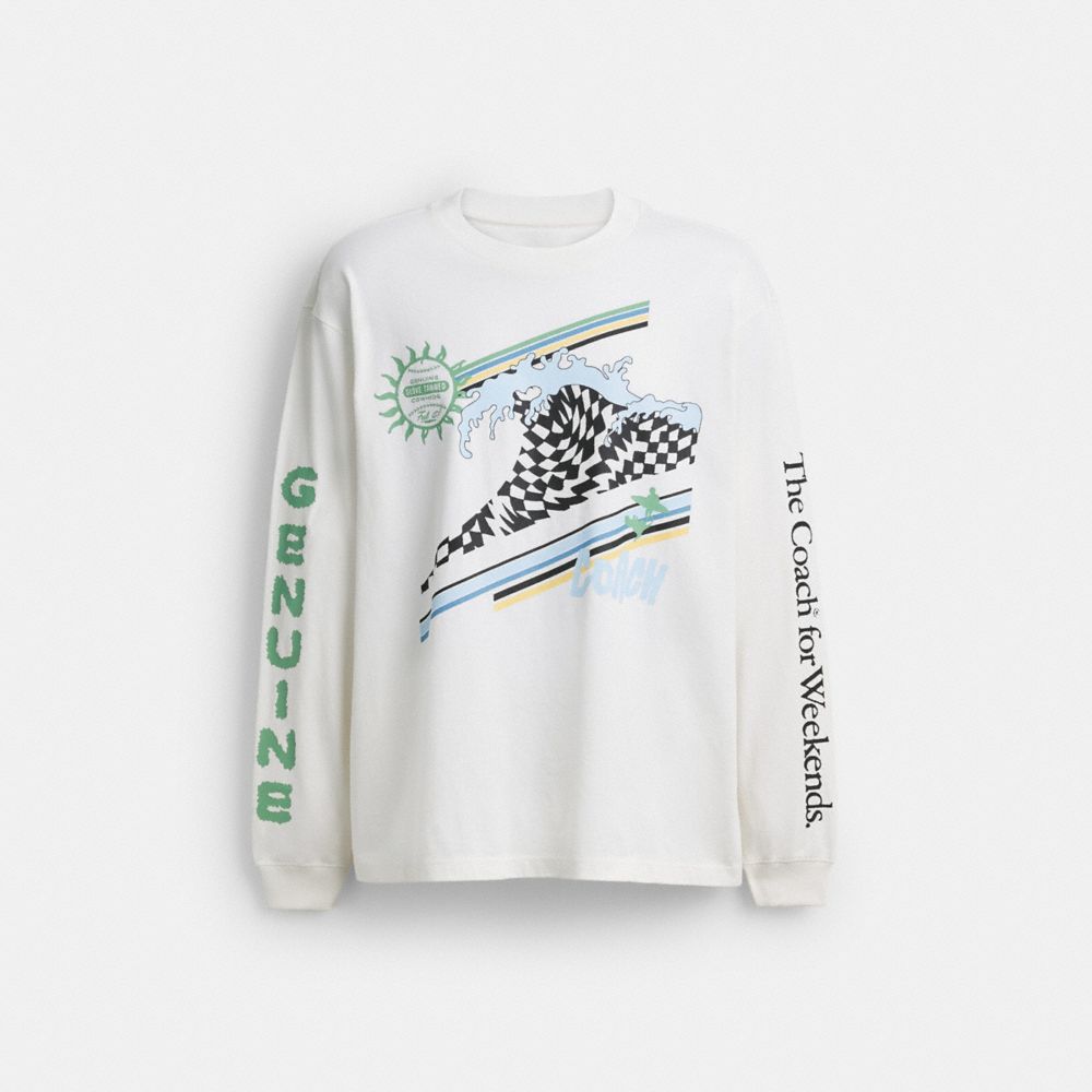 Coach Surf Long Sleeve Relaxed T Shirt In Organic Cotton