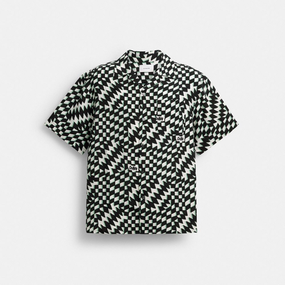 Coach Printed Camp Shirt In Black