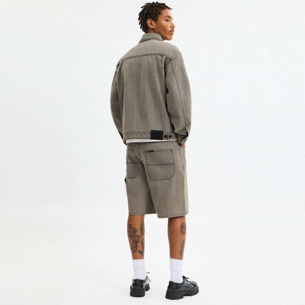 COACH®,Zip Denim Jacket,Gray,Scale View
